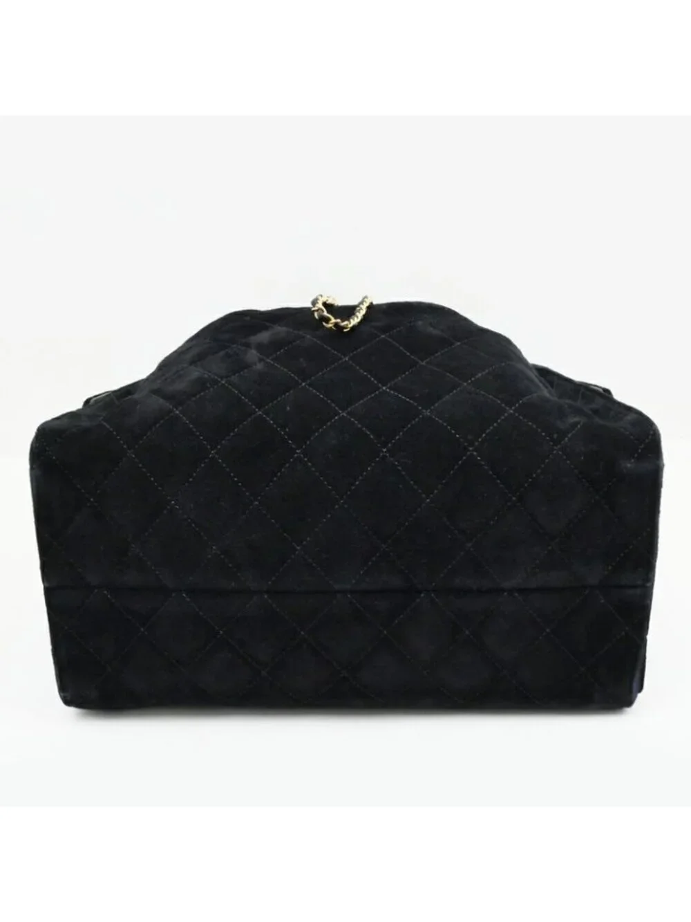 Chanel 25 Medium Handbag As5311 Black Gold Hardware Suede Drawstring Bag